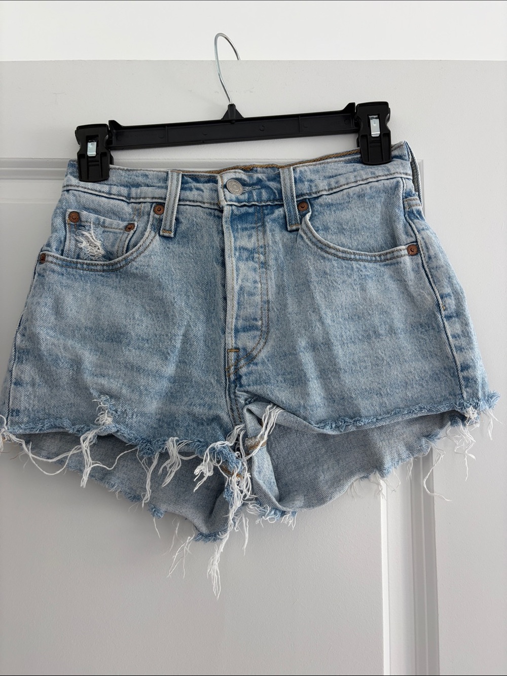 Levi's Light Blue Distressed Cutoff Denim Shorts